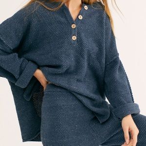 Free people Hailee Sweater Set Navy Heather